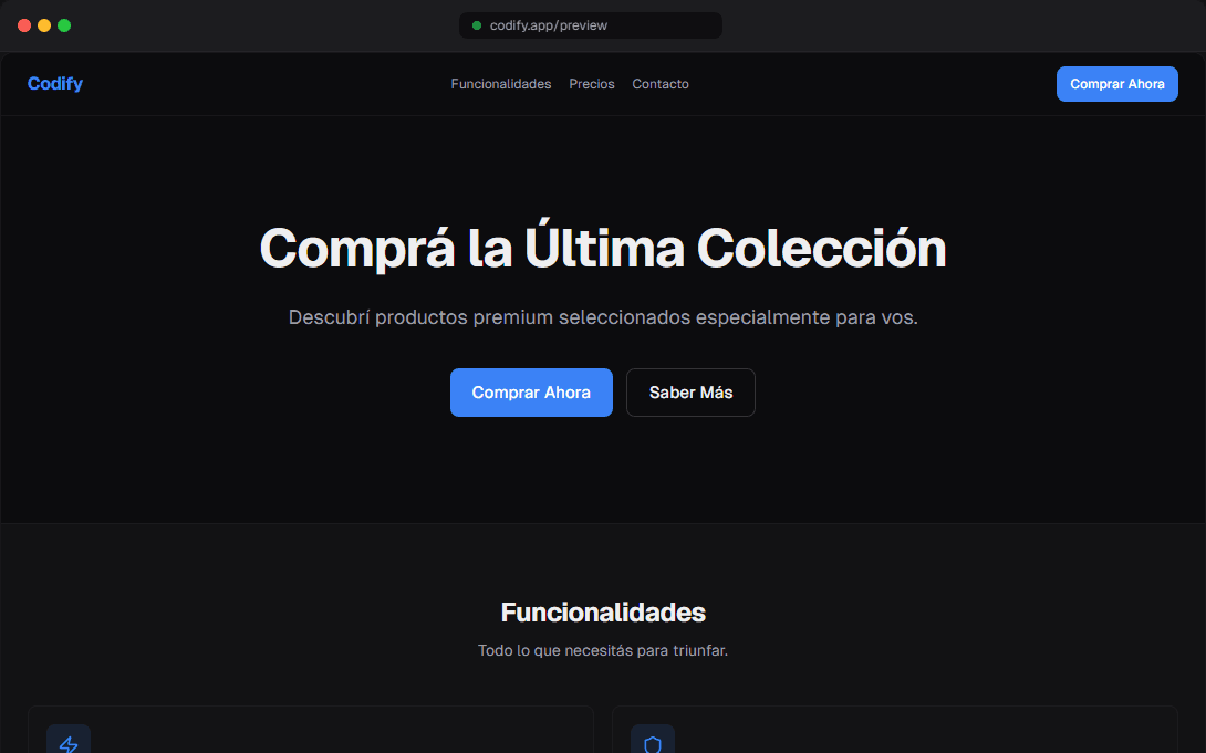 Vista previa de la plantilla E-commerce